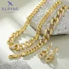 Xuping Jewelry Fashion Charm Gold Plated Three Metal Colors Necklace Earring Bracelets Set for Women Christmas Party Gift 240220