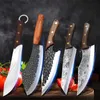 Noże kuchenne noża kuchenne Cleaver mięsne warzywa Butcher Boning Nóż ręcznie kute ostrze szef kuchni noża stalowa drewniana rączka ciężka nóż Q240226
