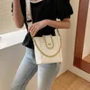Cross Body Diamond Lattice Bucket Crossbody Bags for Women Quilted Chain Shoulder With Wide Strap Ladies Simple White Handbag220w