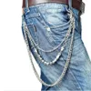 Warstwa talia punkowa łańcuch portfela srebrne męskie breloki czaszki motocyklowy haczyk do spodni łańcuch paska łańcucha mody biżuteria dla chłopców242o