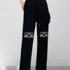 2024SS Spring Women byxor Designer Pants Womens broderade grafiska byxor Bomullsströmmar LACE-UP Casual Pants lo