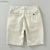 Mäns shorts 1339 100% LINEN GARN DYE Premiumshorts Men Summer Fashion Solid Color Simple Casual Thin Holiday Beach Half Length Pants 240226