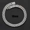 Hiphop 18mm isad ut Moissanite Sterling Silver Chain Full Cuban Chunky Link Box Clasp Baguette Men Necklace