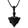 Colliers arbre de vie fil enveloppé naturel noir onyx hexagonal lune pendentif pyramide ping colliers tissés à la main