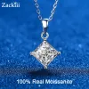 Necklaces Certified Princess Cut Moissanite Necklace 2CT Lab Created Diamond Pendant Necklace Solid S925 Silver Moissanite Wedding Jewelry