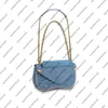 M53692 WAVE CHAIN BAG MM Женская Холст Цветы Цветы Джинсовая сумка кошелек Золотая цепочка на плечо сумка через плечо вечерний кошелек157V