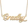 Bradley Name Necklace Custom Nameplate Pendant for Women Girls Birthday Gift Kids Best Friends Jewelry 18k Gold Plated Stainless Steel