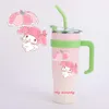 2024 nueva taza de acero inoxidable de dibujos animados extremadamente linda y moderna Taza aislada de acero inoxidable 304 con gran capacidad y fácil de transportar Taza de agua con pajita de 1250 ml