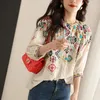 Damesblouses Mode Luxe Dames Chiffon Shirt Frankrijk Stijl Vrouw Afdrukken Blouse Lente Zomer Halve mouw Tops Blusa Mujer