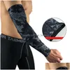 Spor Eldivenler Erkekler Güneş Bisiklet Kılıfları Kol Isıtıcıları Nefes Alabilir Hızlı Kuru UV Koruma Camo Sleeve Lycra Koşu Kam Golf Eers Del Del Dh6SQ