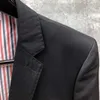 TB THOM Blazer With Pin Belt Men Patchwork Striped Clothing Formal Suit Slim Fit Casual Jacket Single Breasted Pure Wool Coat