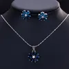 Choucong Merk Bruiloft Sieradensets Luxe Sieraden 925 Sterling Zilver Waterdruppel Meerkleurig 5A Kubieke Zirkonia Diamant Edelstenen Oorknopje Sleutelbeenketting Cadeau