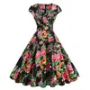 Robes de soirée 2024 Robe d'été imprimée à fleurs années 50 60 40 Vintage femme manches courtes Robe rétro Rockabilly robes