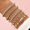 Diezi Vintage Multilayer Gold Color Bracelets for Women Simple Fashion Crystal Rhinestone Bracelet مجموعات المجوهرات YQ240226