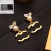 Brand Luxury Pearl Earrings Classic Style Stainless Steel Gold Plated Earrings New Womens Love Gift Jewelry Spring Fashion Style Birthday Charm Earrings