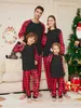Abiti coordinati per la famiglia 2024 Simpatico pigiama natalizio per la famiglia Caldo Natale rosso con nero Abiti coordinati per la famiglia Vestiti per bambini Set da pigiama per ragazzo e ragazza in generale