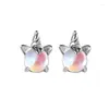 Pendientes de tuerca a la moda, dulce unicornio de piedra lunar para mujer, joyería de fiesta de aniversario, regalo, Pendientes Eh473