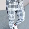 Men's Pants Cargo Men Plus Size Plaid Print Stretch Feet With Pockets Streetwear Male Sports Sweatpants Pantalones Hombre