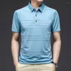 Polos pour hommes Été Mince Glace Soie Polo Chemise Business Casual T-shirt à manches courtes Solide Couleur Stripe Impression Mode Banlieue Coréenne