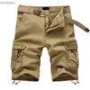 Shorts masculinos verão multi bolso militar carga shorts 2023 moda masculina algodão cáqui calções táticos calças curtas streetwear 240226