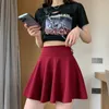 Jupes Faldas Summer Femmes Mode Sexy Mini Élastique Plissée Pour School Girl Uniforme Coréen Noir Taille Haute Jupe De Tennis