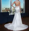 أنيقة الشاطئ A Line Wedding Dresses Spaghetti Lace Hopique Hoopique Bridal Sweep Train Vestidos de Novia حجم مخصص H24216