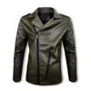 Весенне-осеннее новое тонкое мужское пальто-поло в европейском и американском стиле из искусственной кожи, большое мотоциклетное кожаное пальто, мужская куртка