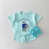 2023 South Korean baby boy clothing set childrens summer clothing cartoon bear T-shirt+shorts two-piece set newborn boy and girl clothing 240225