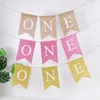 Party Decoration Kids Birthday One Banner Dining Table Chairs Flag Hanging Bunting Garland 1st First Baby Shower