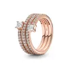 Bröllopsringar Nytt i 100% Real 925 Sier Rings for Women Original Heart Crown Rose Gold Crystal Engagement Wedding Anniversary Jewelry OT74Q