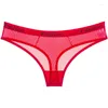Kobiety majtki seksowne i zabawne przezroczyste sportowe litery do druku o niskim poziomie paskowania Trójkątne spodnie