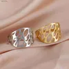 Solitaire Ring Cazador Trendy Hollow Geométrico Ringos femininos de aço inoxidável Anéis de jóias de joalheria Grente de aniversário de festas de aniversário 2023 240226