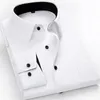 Мужские рабочие рубашки Брендовые мягкие с длинными рукавами и квадратным воротником, обычные однотонные однотонные/твиловые мужские классические рубашки, белые мужские топы 240223
