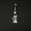 Rings Body Jewelry 925 Sterling Silver Cat Navel Piercing Belly Button Rings Dangling Zircon Cute Men Women Accessories Decoration