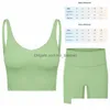 Yoga Outfit Sports Bra Designers Womens Outfits Black Slim Women Padded Tanks Leggings Set Fashion Summer Jogging Running Gym Exerci Dhshy