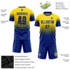 Niestandardowe złoto królewskie sublimacja Fade Fashion Soccer Mundiform Jersey