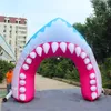 8mH (26ft) with blower Fancy Inflatable Shark Arch With Strip and Blower For Mall Advertising Theme Decoration