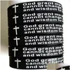 Charm Bracelets 100Pcs Inspirational English Serenity Prayer Sile Bracelets Christian Men Cross Fashion Wristbands Whole God Jewe239I Oty8K