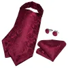 Bolo Ties Mens Premium Silk Ascot Tie Brooch Pin Set Classic Vintage Red Male Necktie for Wedding Formal Dress Suit Vest Accessories 2024226