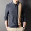 Polos pour hommes Top Grade 2024 Mode Mens Designer Plain Brand Polo Shirt Regular Fit Casual Rayé Coréen Tops à manches longues Hommes Vêtements