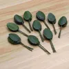 Decorative Flowers 200Pcs Artificial Single Leaf Leaves Wired Rose For Crafts Floral Arrangements Wedding Party Home Kitchen ( Dark