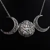 Women Crystal Triple Moon Naszyjnik Bogini Pentacle Choker pogańska biżuteria Moda Pentagram wisiorek 2021New292N