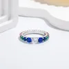 Bagues de cluster Style continu diamant coloré Zircon 925 bague en argent bijoux de pierres précieuses artificielles européennes et américaines