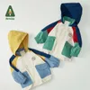 Amila Baby Coat Autumn Splated Thin Big Pocket Kurtka wielokolorowa Dziewczyny i chłopcy Casual Childrens Ubrania 240220