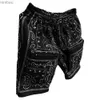 Shorts masculinos dropshipping paisley moda hip hop 70s bandana africano impressão digital cintura alta preto casual esportes board shorts para homens 240226