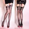 Chaussettes rétro à talon cubain pour femmes, couture arrière, jambes fines, cuisses hautes, 5D, huile brillante, transparente, fête, Sexy, pôle danse, Clubwear