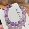 Beaded Womens Cracked Quartz Crystal Beaded Round Glass Beads Stretch Bracelet Bangle Bracelets Women Girl Charm Wrap Jewelry YQ240226