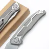 A2296 High End Flipper Zakmes M390 Stone Wash Straight Point Blade CNC TC4 Titaniumlegering Handvat Kogellagerring EDC Zakzakmessen