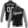 Herrjackor anpassade svart 3d tryckt basebollknapp jacka bombplan full-snap varsity brevman