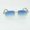 Directe verkoop nieuwste hoogwaardige zonnebril met snijlens 4189706-A houten stokjes met natuurlijk pauwpatroon, maat: 58-18-135 mm